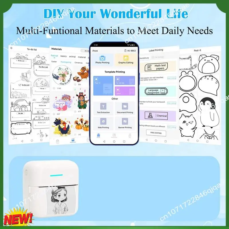 

A48I Mini Portable Printer, Inkless Sticker Printer With 12 Rolls Paper, Mini Thermal Printer For Notes/Photos/Stickers,White Du