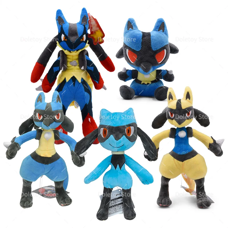 5 Styles Pokemon Plush Standing Shiny Lucario Mega Lucario Riolu Doll Cute Fit Lucario Animal Stuffed Peluche Kid Birthday Gift