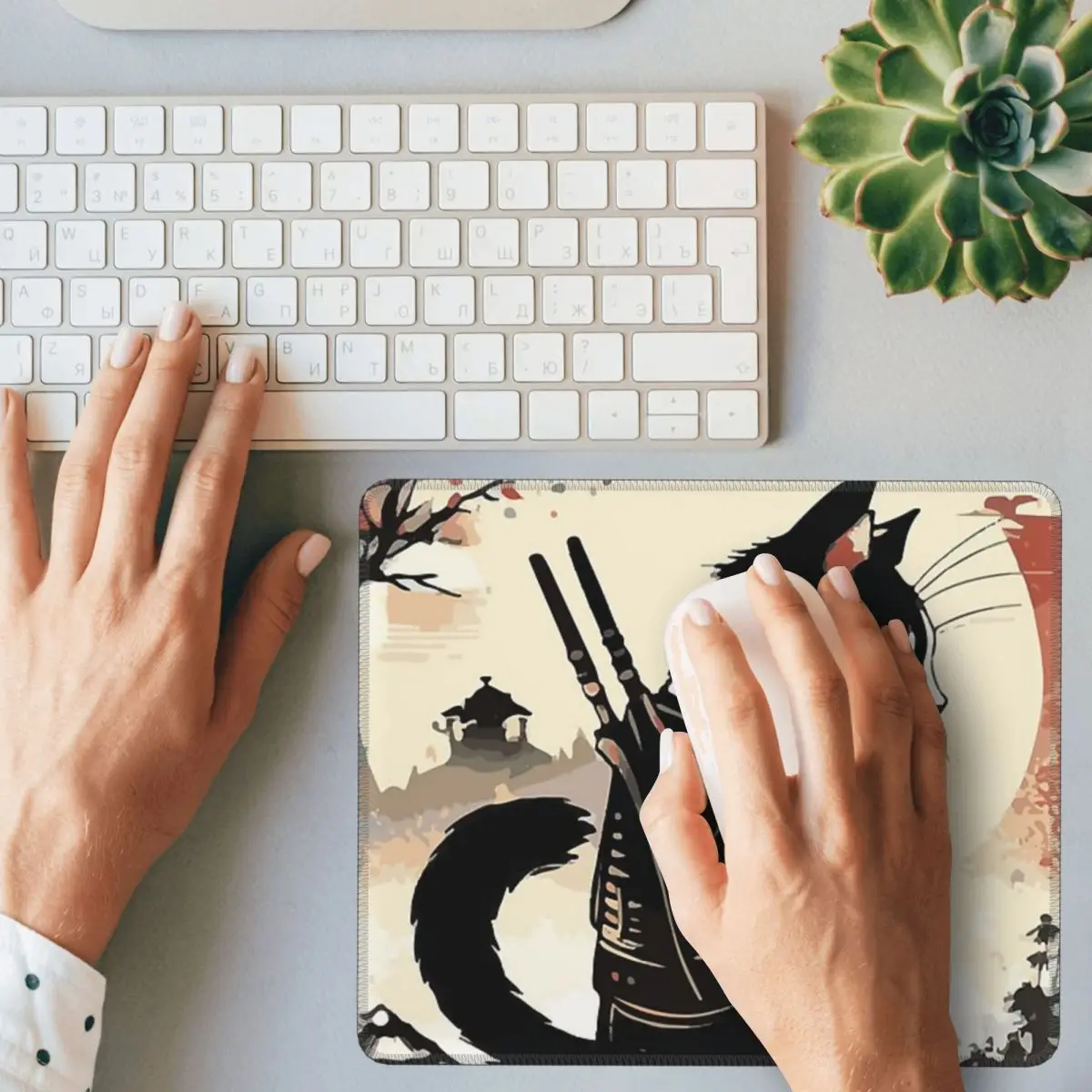 القطط أنيمي الساموراي السيف ماوس الوسادة الكمبيوتر لوحة المفاتيح ماوس حصيرة ألعاب مكتب للحاسوب شخصي حصيرة طاولة مكتبية الحصير #2