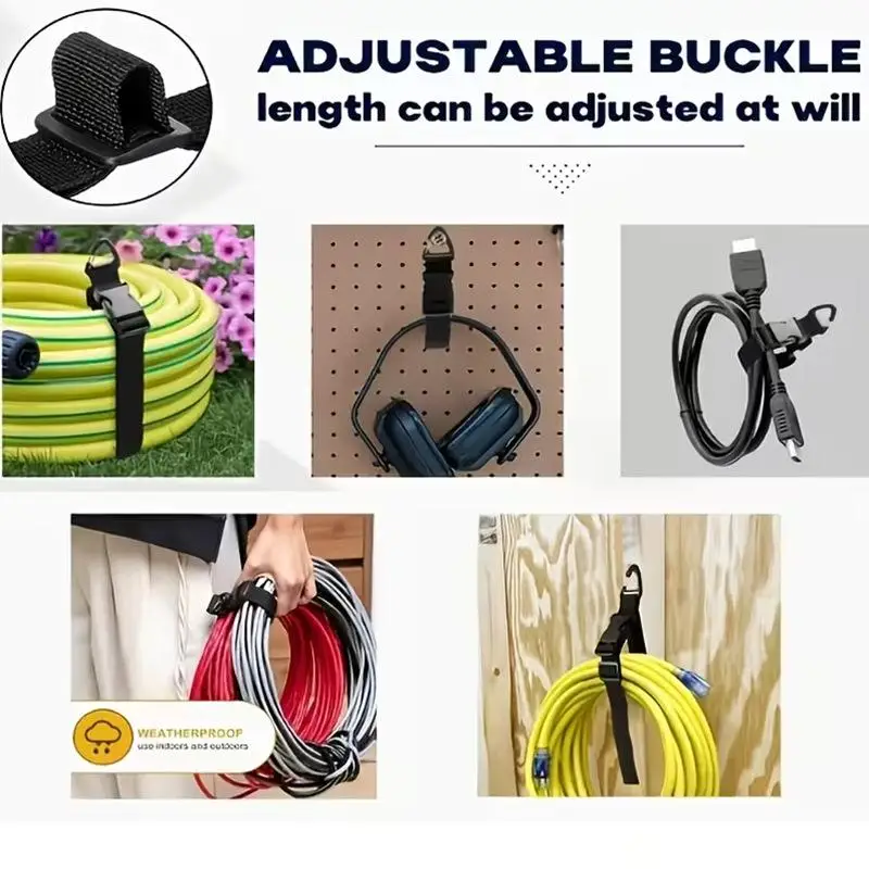 4 Pcs Adjustable Garden Hose Ties Heavy-Duty Extension Straps Reusable Hanging Storage For Garage Workshop
