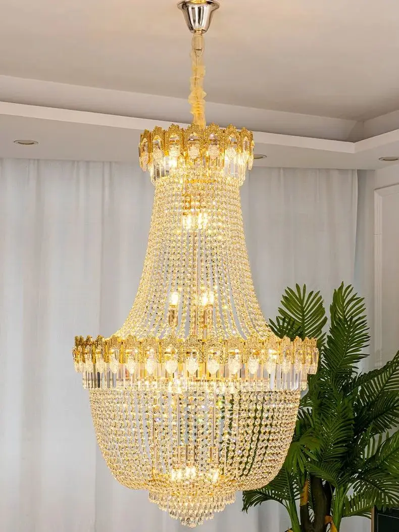 Light Luxury Led Crystal Chandelier Duplex Hotel Lobby Creative Fashion Living Room Staircase Design Chandelier Senior Chandelie