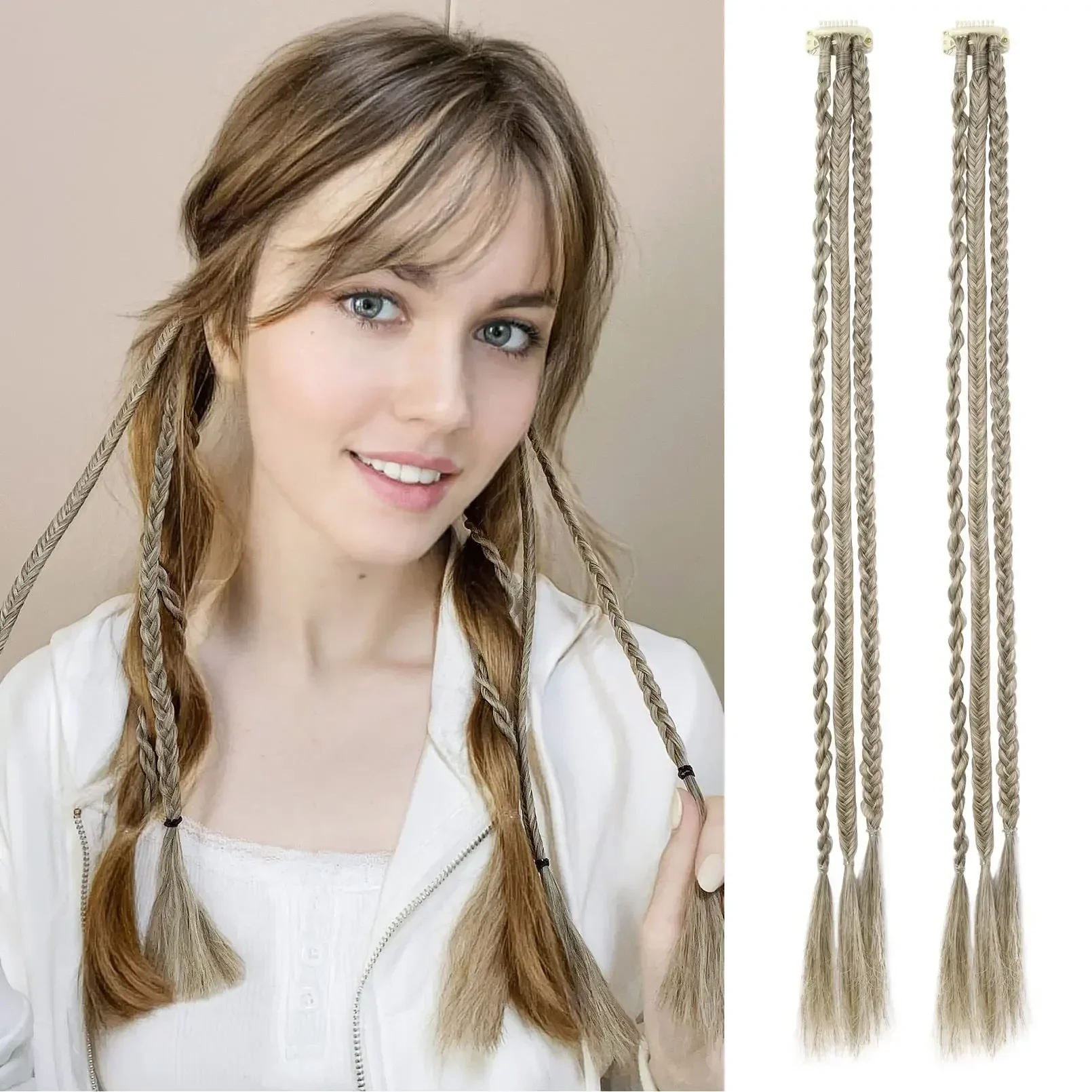 Long Curly Synthetic Twist Claw Clip Braids Hair Natural 22 Inches Heat Resistant Hair Extensions for Woman Daily Use