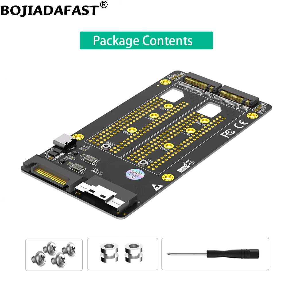 Slimline SFF-8654 8i Connector To Dual NGFF M.2 Key-M 2280 M2 NVME SSD Adapter Card (Motherboard Must Support PCI-E Bifurcation)