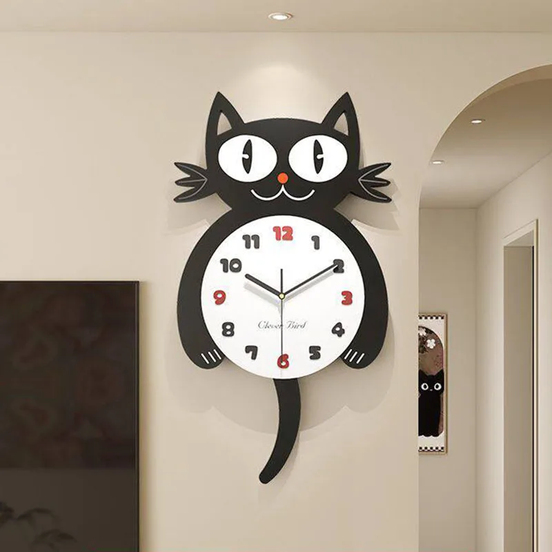T*-Cat Minimalist Wall Watch Simple Fashion Silent Creative Design Clock Wall Interior High Quality Reloj Pared Room Decorations