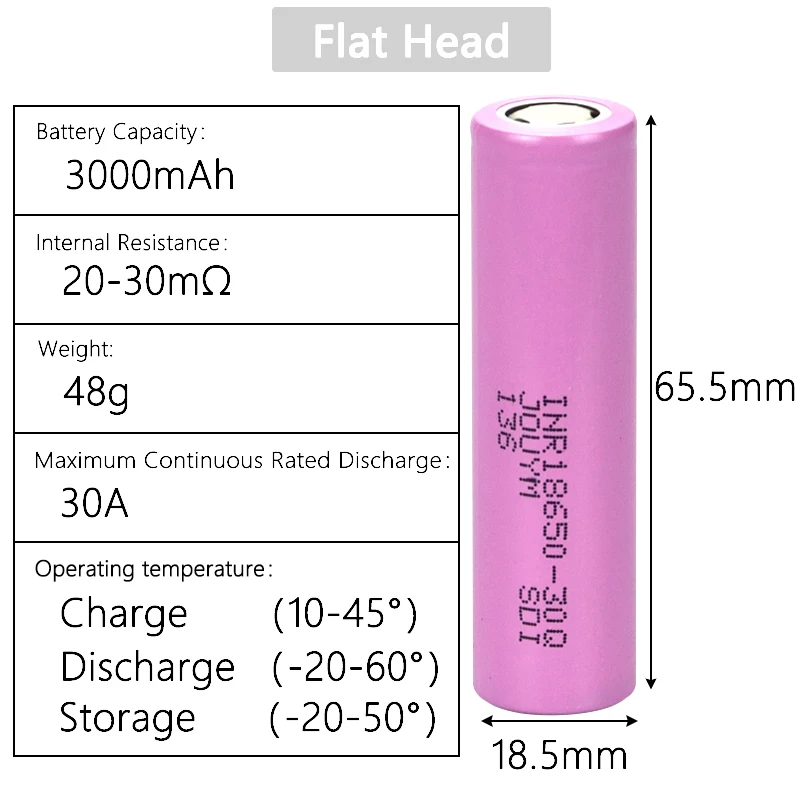 JOUYM 18650 Battery 3.7V 3000mAh high current ICR18650 Li-Ion Batteries 30A High Discharge Power Cell