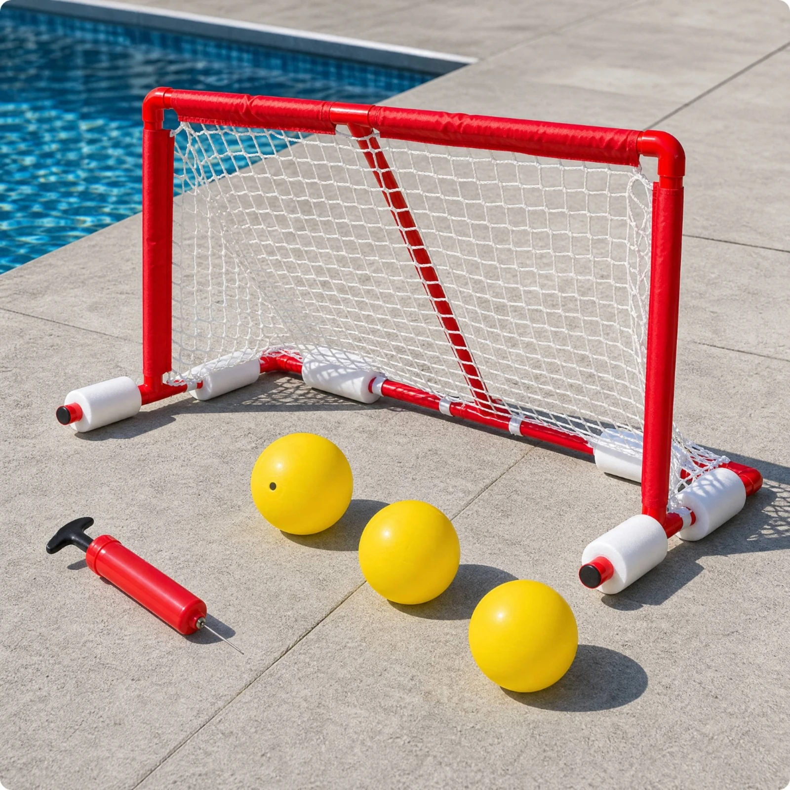 Floating Pool Game Set Easy to Detect Water Polo Goal Set with Balls and Pump for Families, Backyard Pools