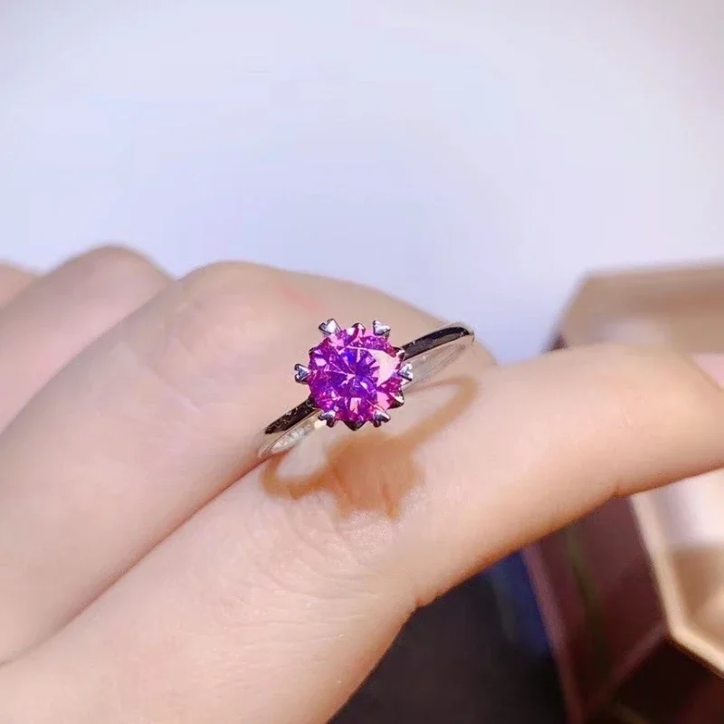 Cincin Moissanite merah muda untuk wanita 1CT 925 perak murni sertifikat penjualan GRA dengan pengiriman gratis penjualan cuci gudang