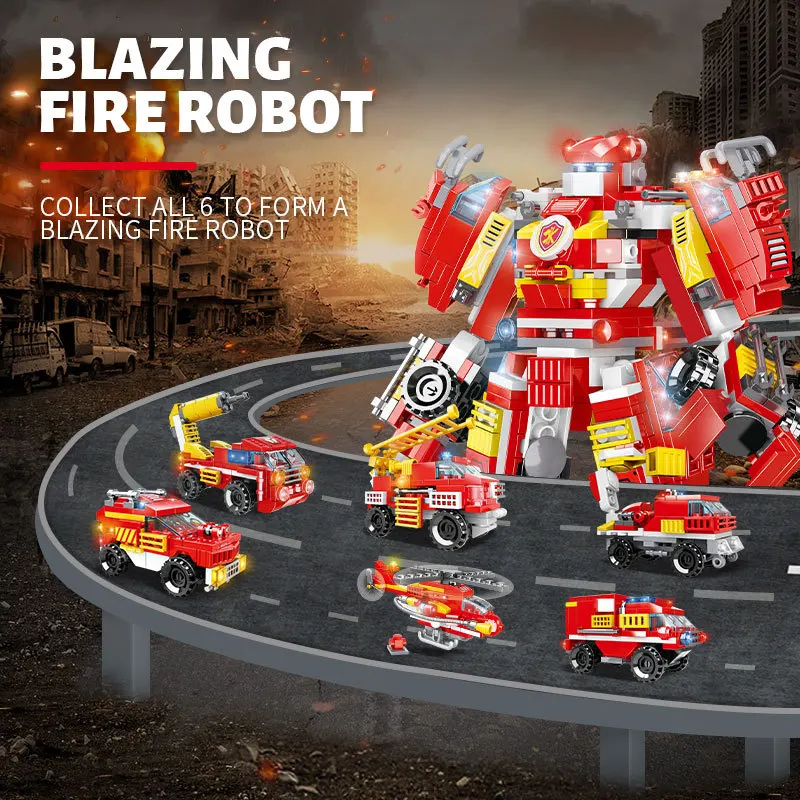 Fire Line Rescue Fire Small Particle assembly building block Boy Interactive Gift Model car