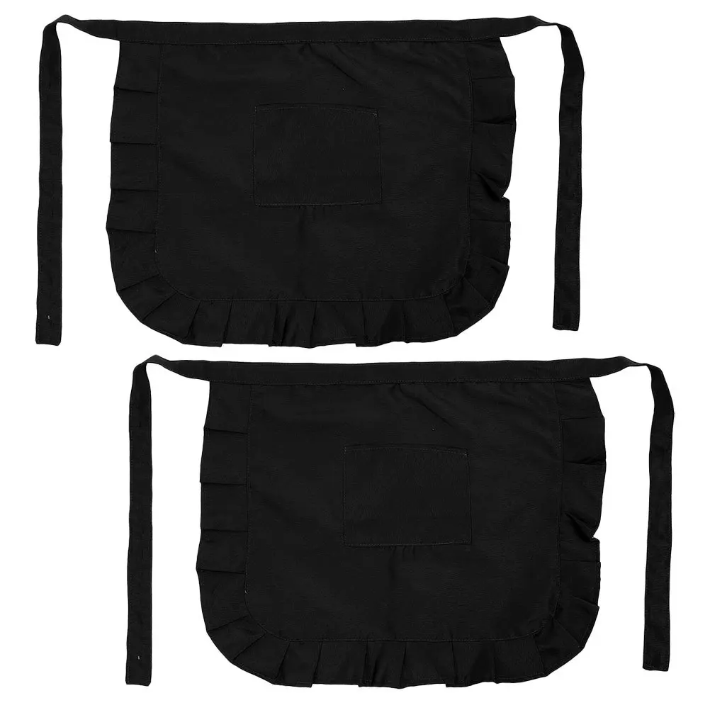 

2pcs Short For Women Waist Apron With Pocket Reusable Cooking Baking Serving Apron For Home Restaurant Hotel Bar Dinner Party