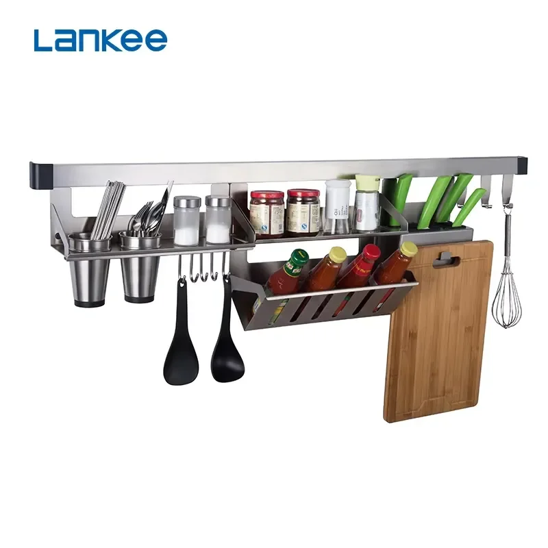 for Stainless Steel 304 Kitchen Utensil Storage Wall Hanging Rack Multifunctional Rack