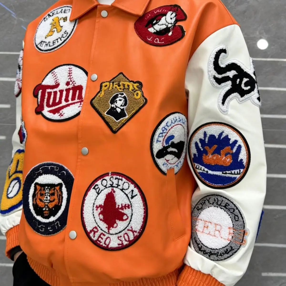 American retro letter motorcycle patch mens jacket embroidery leather jacket PU coat baseball jacket fashionable men clothing