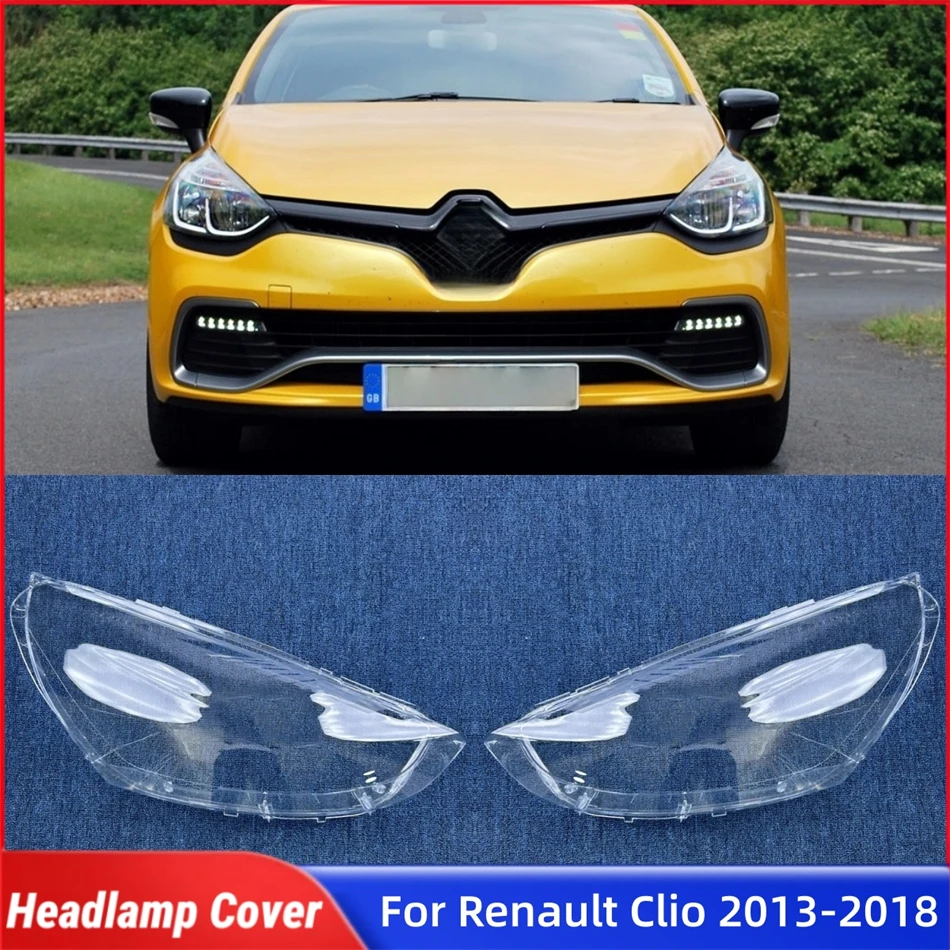For Renault Clio 2013 2014 2015 2016 2017 2018 Car Accessory Polycarbonate High Gloss Fully Transparent Headlights Lights Glass