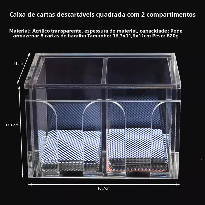 transparent-acrylic-poker-discard-box-clear-gaming-card-organizer-weight-500g-for-mahjong-card-game-accessory