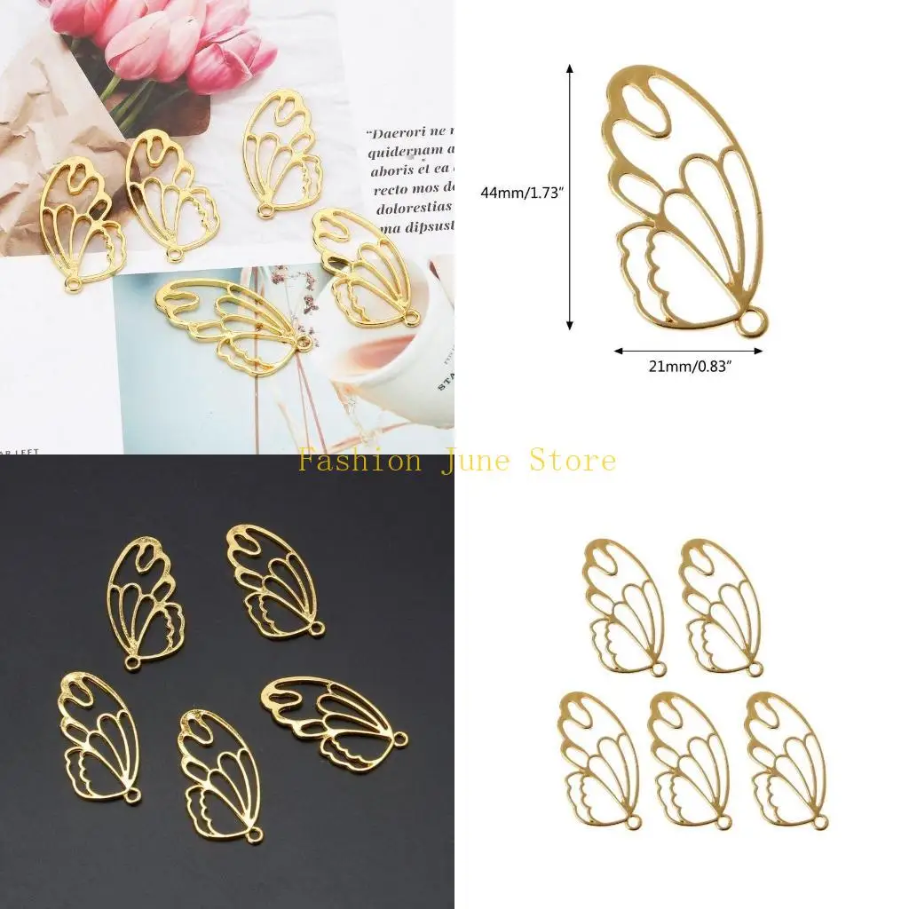 

N5KA 5 Pieces/Set Blank Pendant Wings Resin Frame with Loop Open Bezel Setting for DIY Arts Crafts Jewelry Making