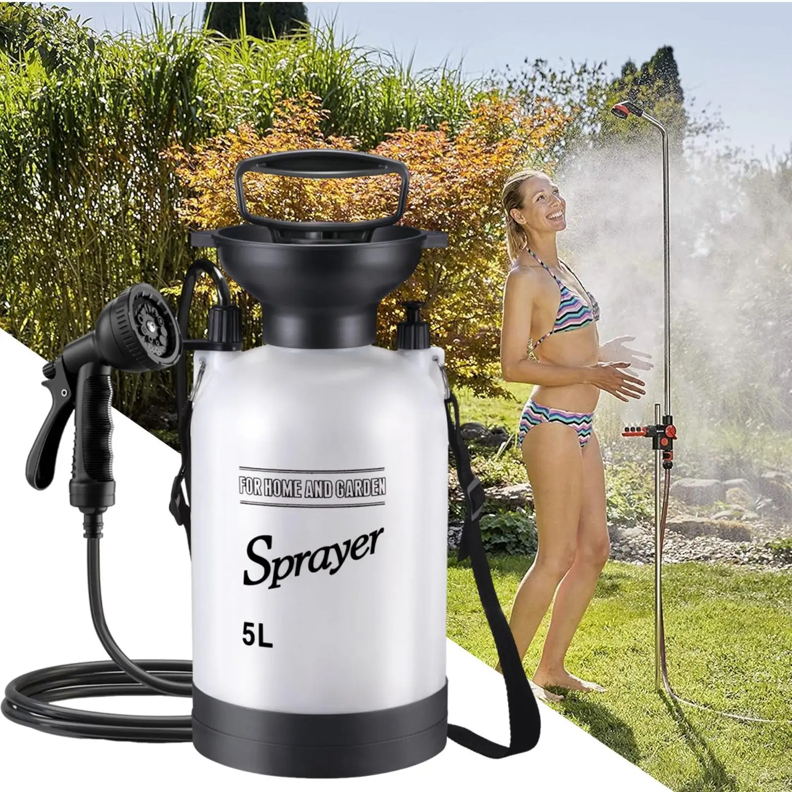 5/8L Portable Shower Water Pump Handheld Sprayer Bathing Accessories For Beach Outdoor Pet Bath Car Washing Boat