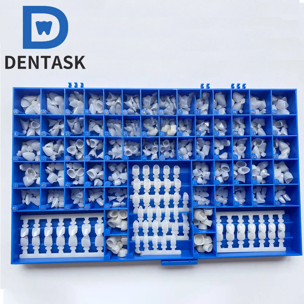 Стоматологические временные коронки Dentask, 390 шт./кор., 66, размер, направляющие для корон, передние коренные коренные коронки, передняя часть