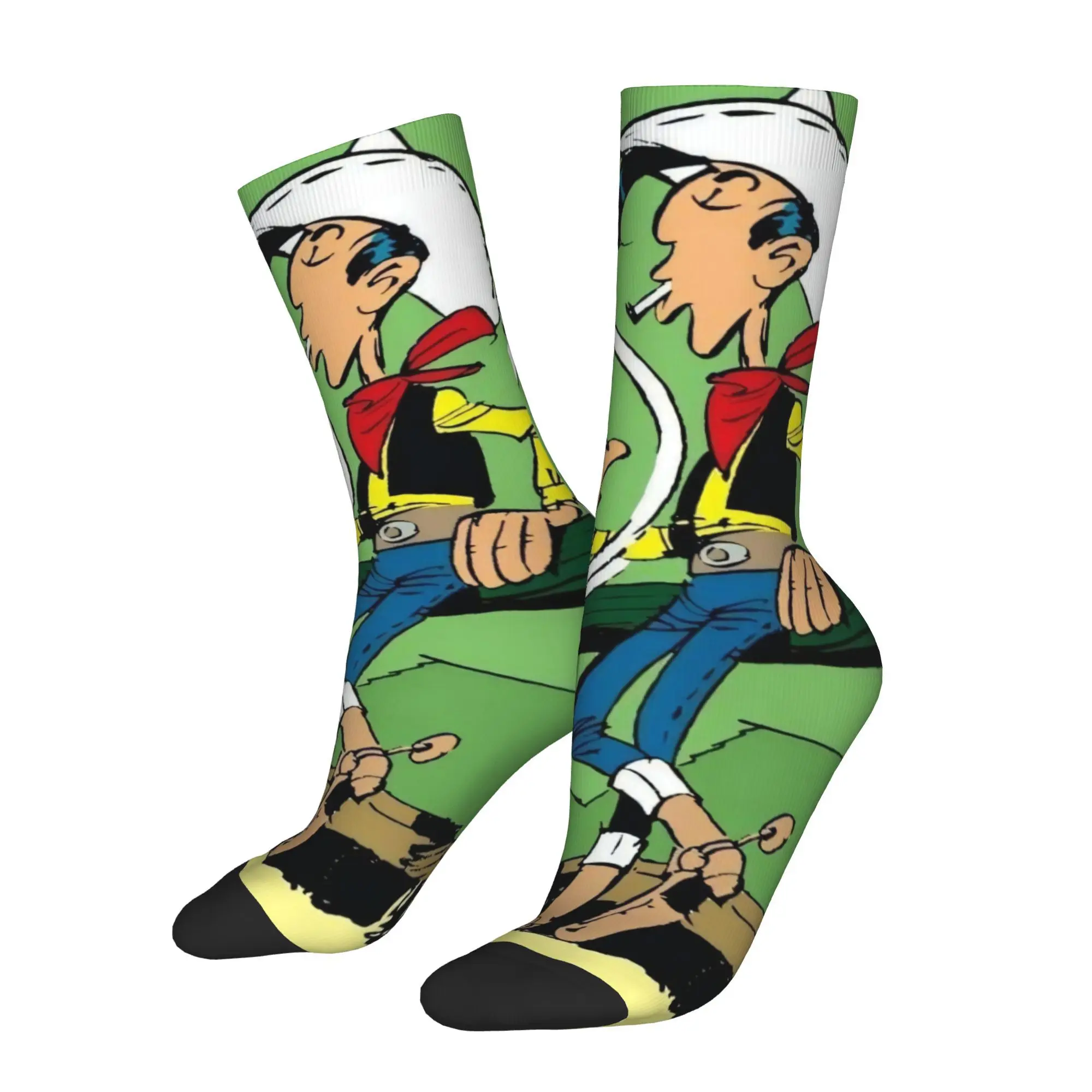 

Мужские спортивные носки Lucky Luke с изображением коровы, новинка, велосипедный дизайн для всех сезонов