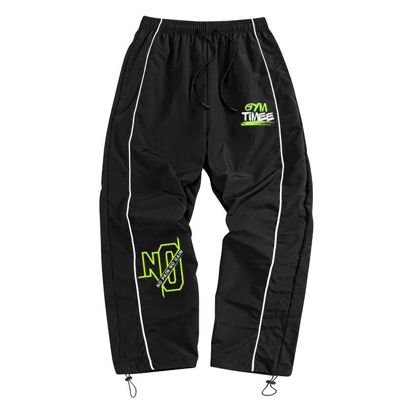 Men's GYM Letter Print Trendy Sporty Pants with Lines Workout Running Trousers with Side Pockets Athletic Quick Dry Sweatpants