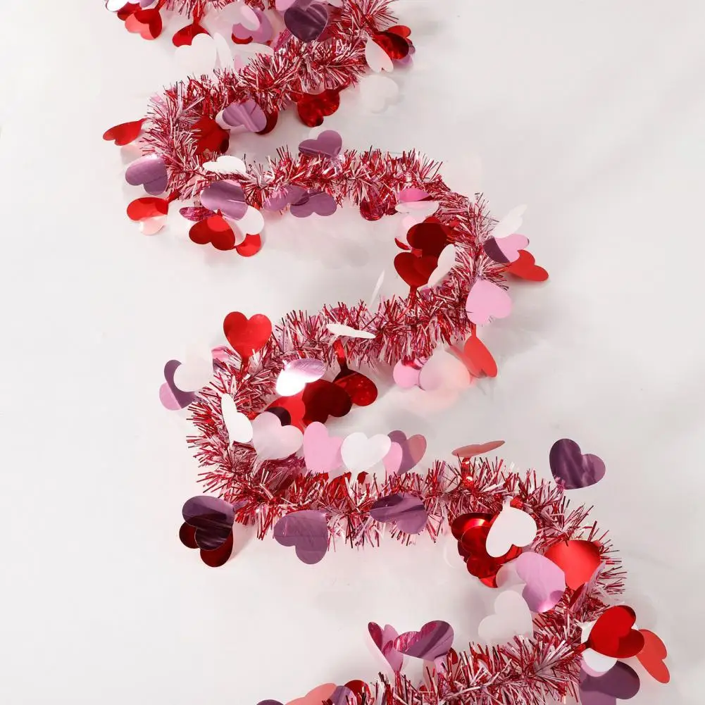 

Sparkling Valentine Day Decor Garland Heart Tinsel Garland for Valentines Day Wedding Decor 10 Pcs Colorful Hanging for Indoor