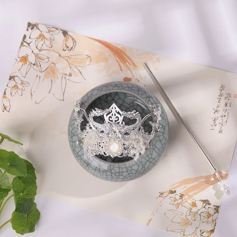 Vintage Chinese Hanfu Hair Crown And Hair Pin Set Song Dynasty Palace Style Retro Ponytail Holder Traditional Costume Accessory view 3