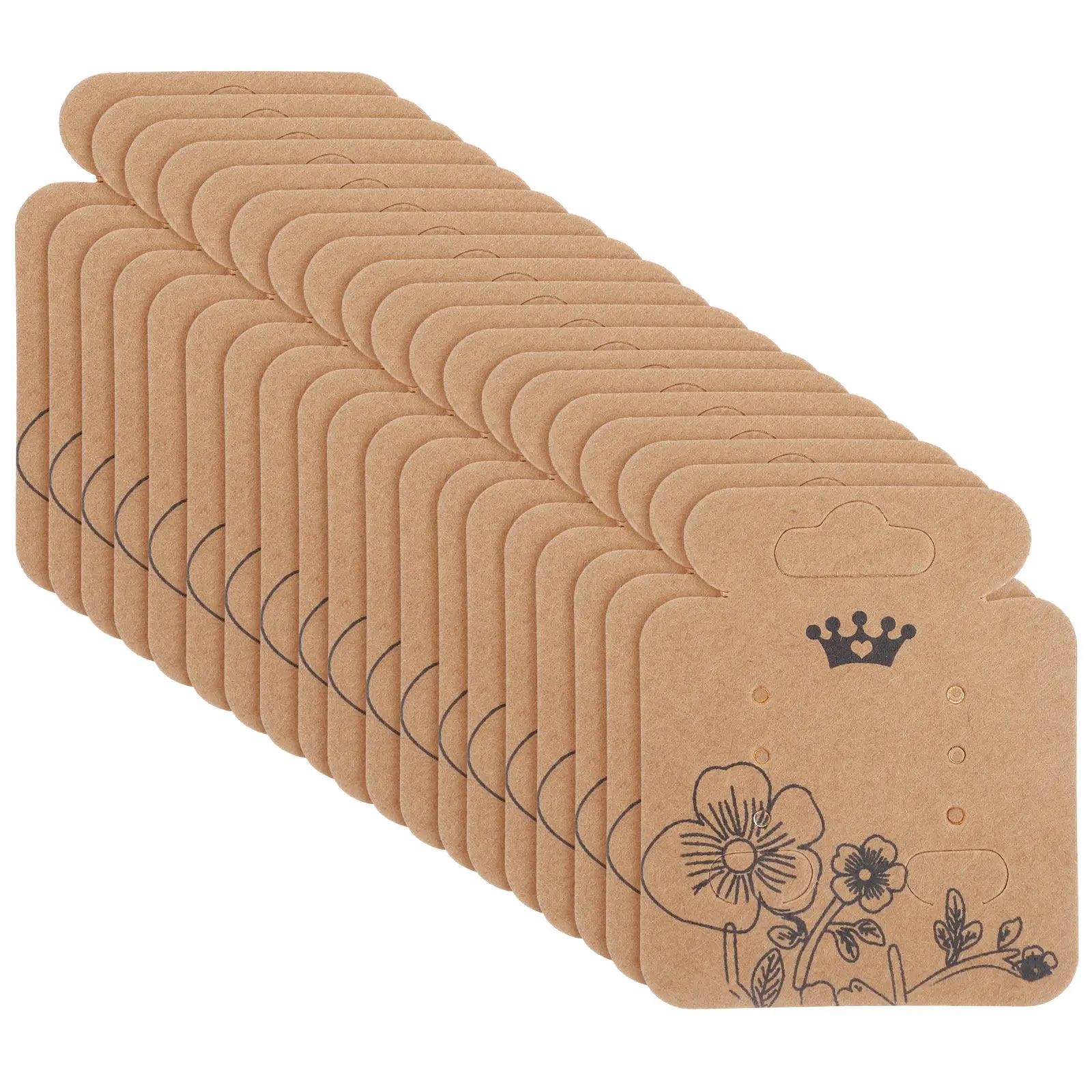 

100 Sheets Ear Studs Display Cards Kraft Paper Durable Jewelry Organizer Foldable Stand Earring Holder Earring Display Cards