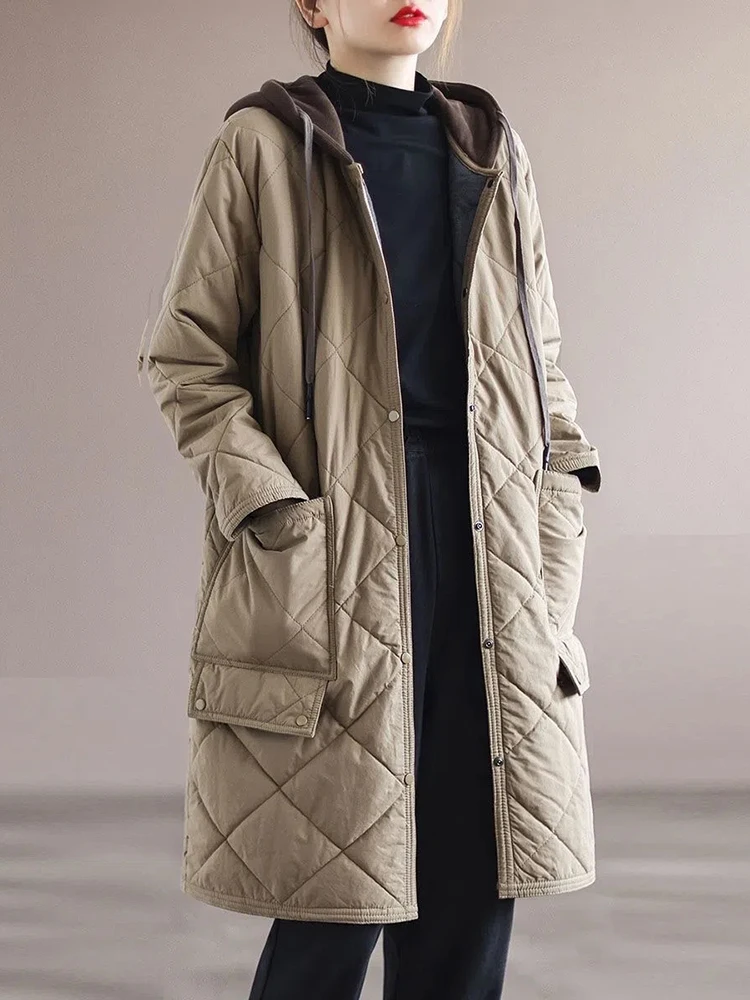 Parkas longs en coton rembourré coréen, vêtements de neige ultralégers, parkas à poitrine unique, vêtements combinés, hiver