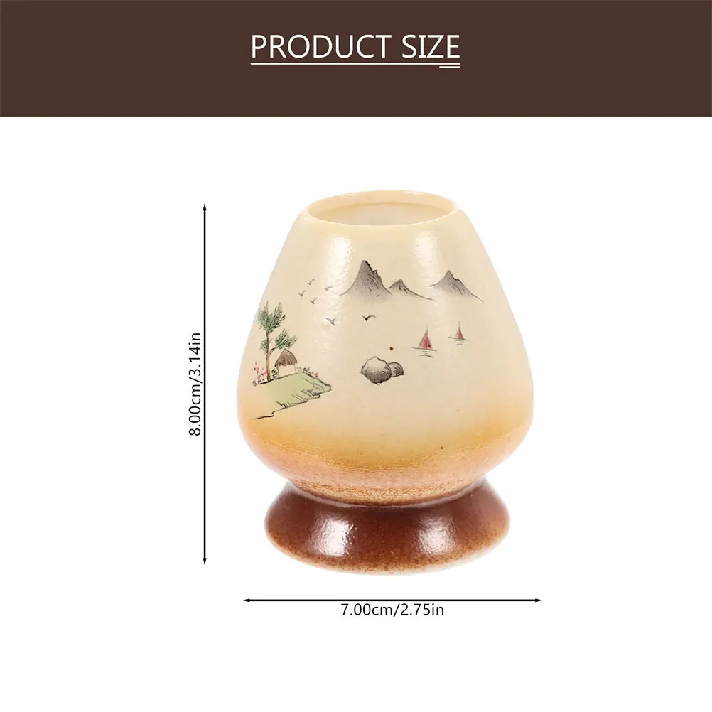 2 Pcs Matcha Whisk Container Traditional Japanese Holder Ceramic Stand Tea Ceremony Supply