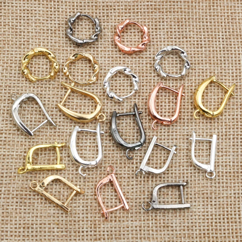 10pcs Gold Color French Earring Hooks Lever Back Open Loop Setting for DIY Earring Clips Clasp Jewelry Making Accessories