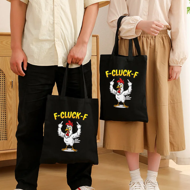 

2025 New F-Caw-F Funny Chicken F Caw F Rooster Meme Women Canvas Bag Large Capacity Shopping Bag Party Gift Mother Girlfriend