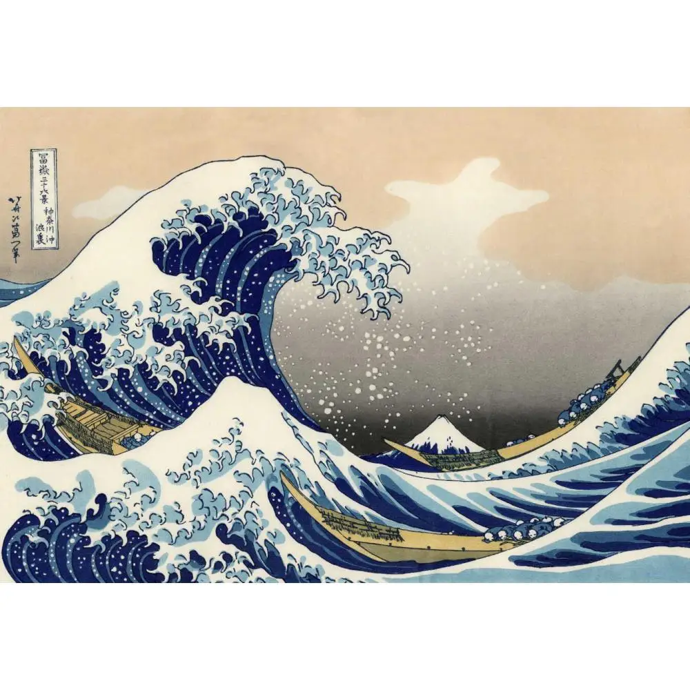 رسمت باليد اليابانية النفط اللوحة Hokusai موجة كبيرة قبالة كاناغاوا قماش الفن الحديث المناظر البحرية جدار ديكور لغرفة المعيشة الكبيرة