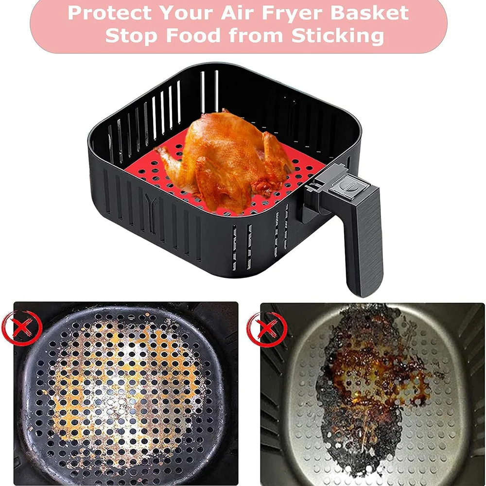 2pcs Non-stick Baking Mat Kitchen Accessories Air Fryer Silicone Mat Pastry Tools Accessories Bakeware Oil Mats Airfryer Basket