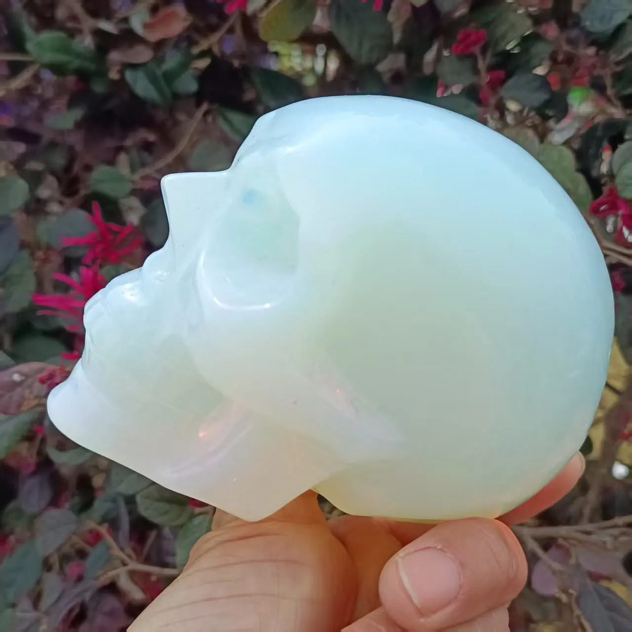 

Natural Opal Skull, White Quartz Crystal Ore Carved Skull, Mineral, Reiki, Healing, Degaussing Skull