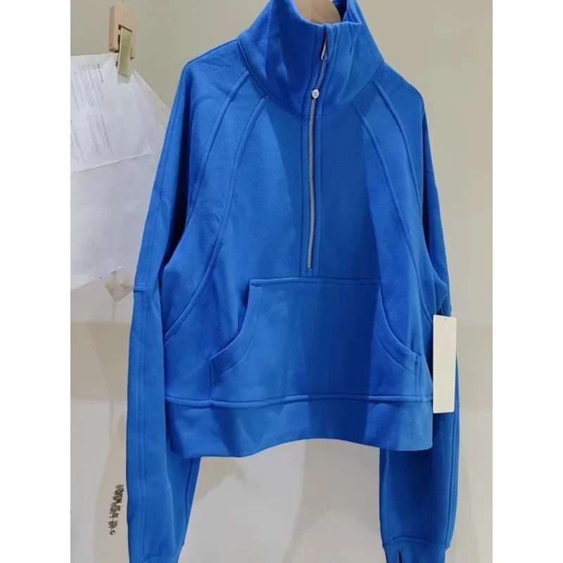 

Модный однотонный высококачественный свитшот на молнии для женщин, осень-зима, новый свободный повседневный пуловер в ленивом стиле, универсальный топ