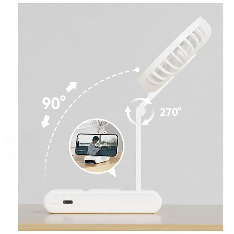 "مروحة 2025 الذكية فائقة النحافة (3 سم) - مروحة رقبة قابلة للطي متعددة الاستخدامات مع حامل مدمج، بطارية 2000 مللي أمبير لتبريد خارجي/داخلي وقوي"