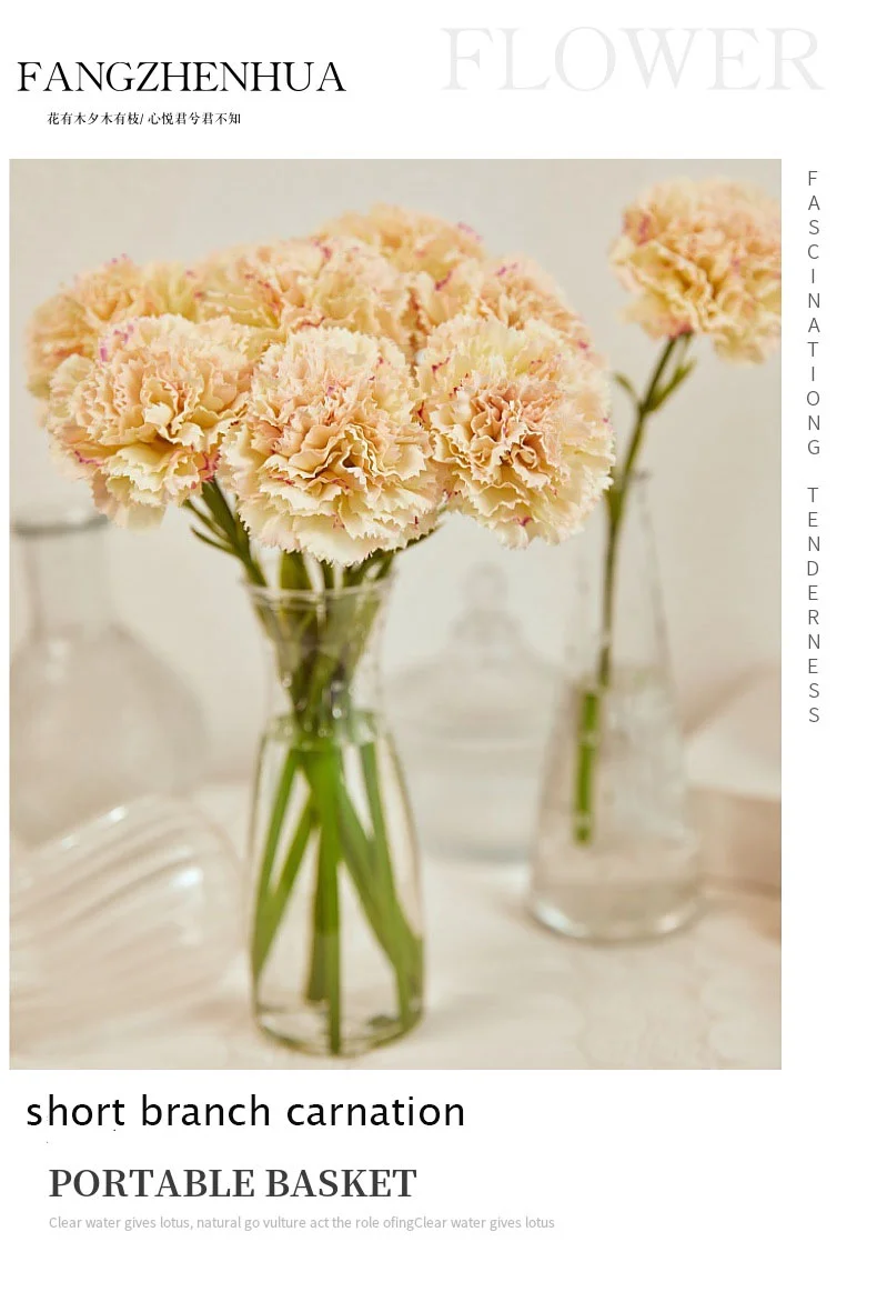 10 Stück künstliche Blumen mit kurzem Zweig, Nelke, Muttertagsgeschenk, Blumenstrauß, Seidenblume, Heimdekoration, Hochzeit, Party, Nelke – Detail 1