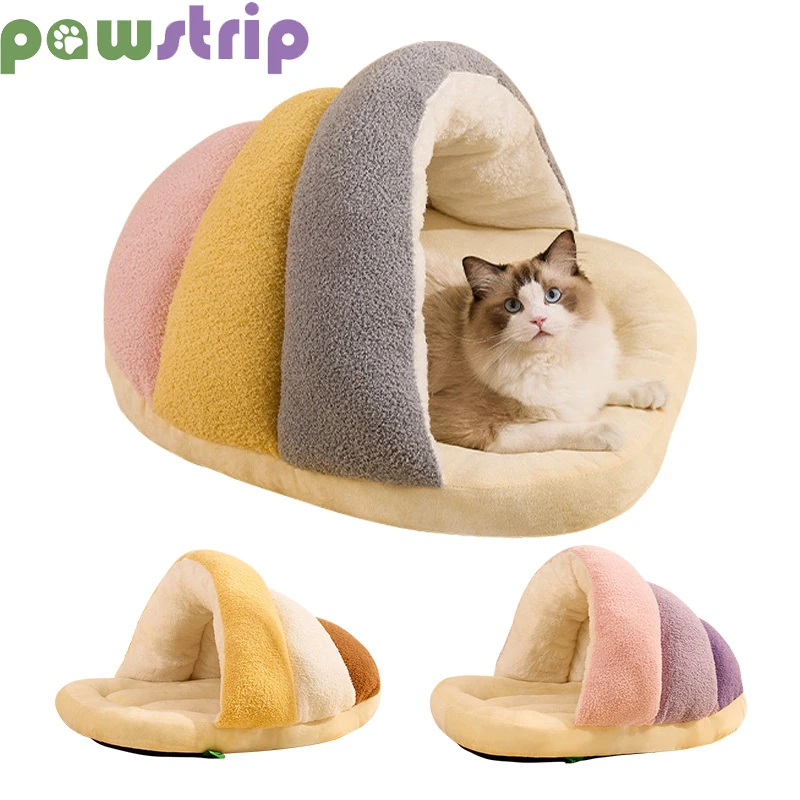 

Warm Pet Cat Nest Thicken Semi-enclosed Cat Sleeping Bag Creative Slippers Shaped Non-slip Kitten Puppy Bed Pet Supplies