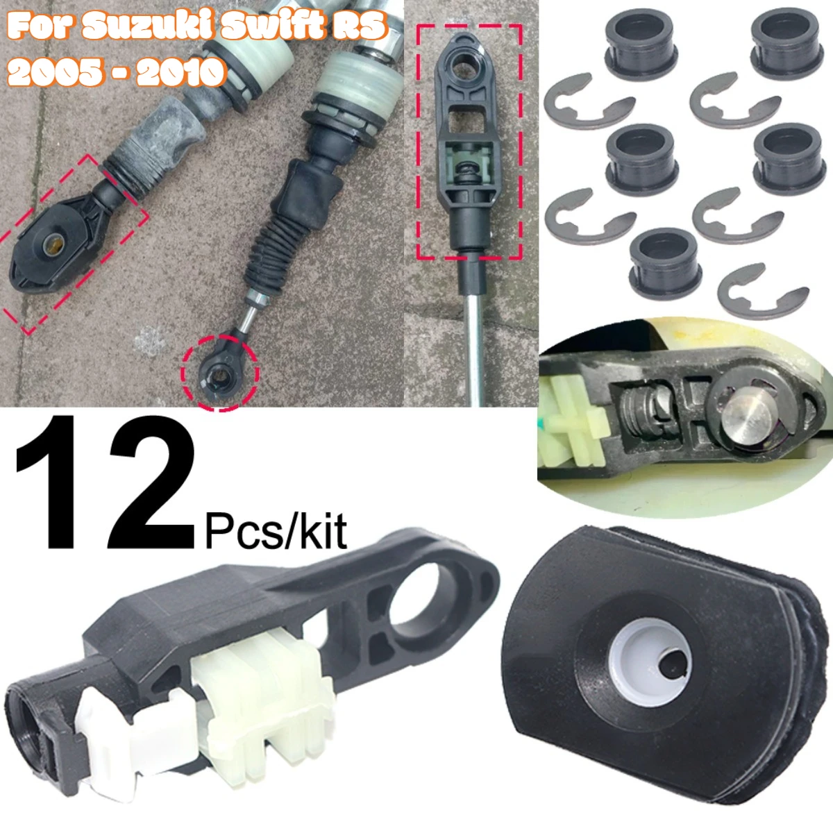 12Pcs Manual Gear Shift Cable Linkage Bushing Connector Lever Selector End Rod Grommet Clip For Suzuki Swift RS 2005 2006 - 2010