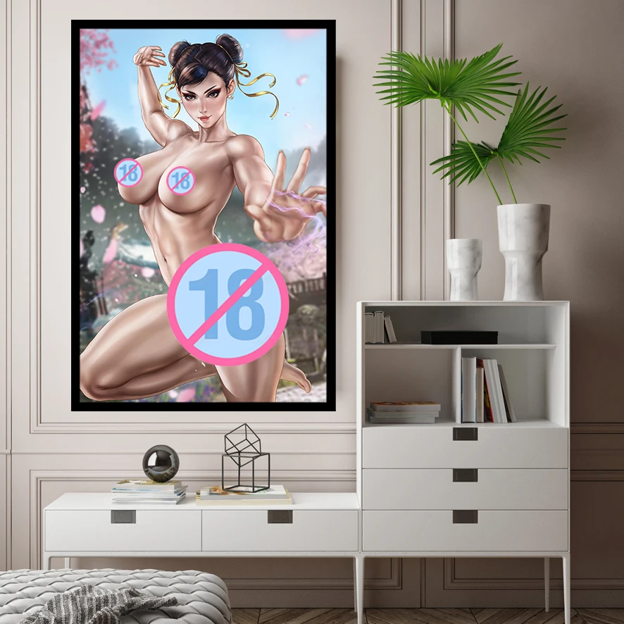 《Street Fighter》Game animation Canvas Poster Chun-Li sexy HD wall art decorative painting Home Decor Painting Custom size