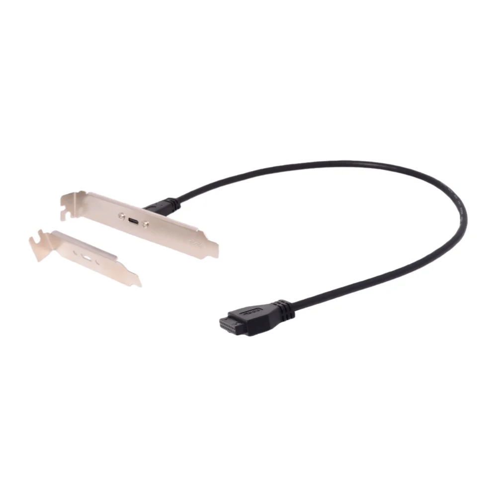 Dual USB 3.0 5Gbps + USB 3.1 Type-C Female 20Gbps Cable 20pin 2AF Chassis Rear Baffle PCI Expansion Bracket Rear of Chassis 0.5m