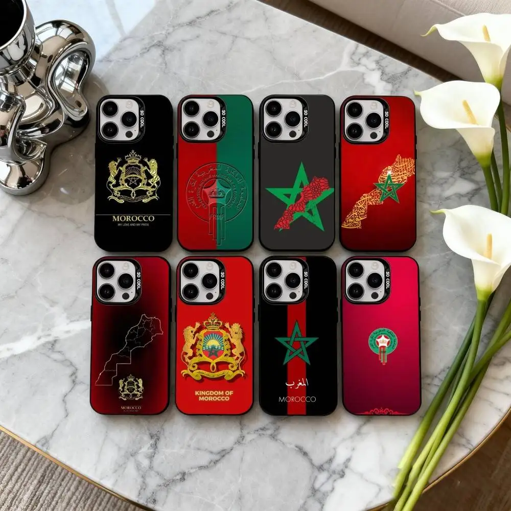 

M-Maroc-C M-Morocco F-Flag Phone Case For iPhone17,16,15,14,13,12,11 Plus,Pro Max Black Candy silver phone case
