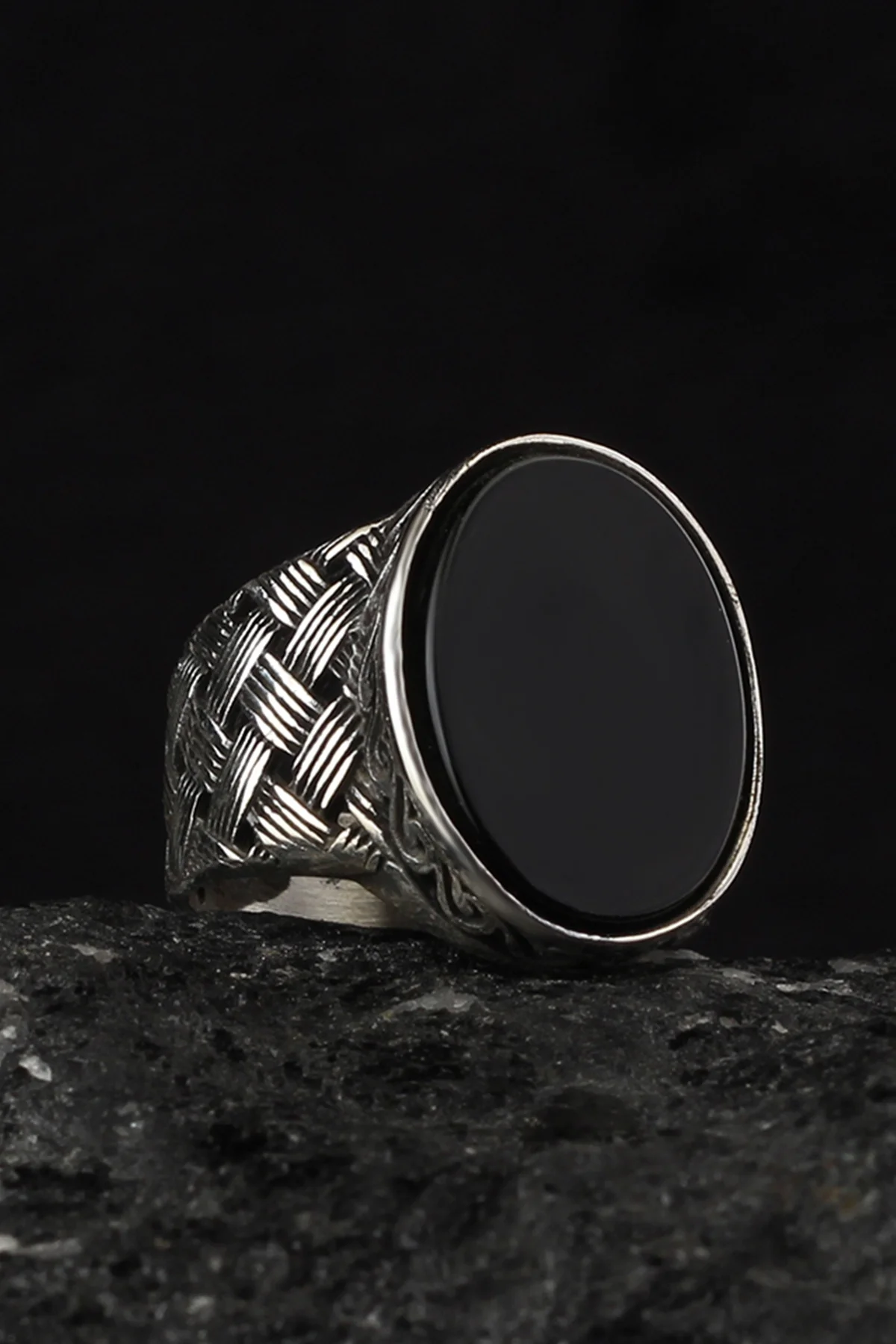 

Knitted Model Onyx Gemstone 925 Sterling Silver Men 'S Ring