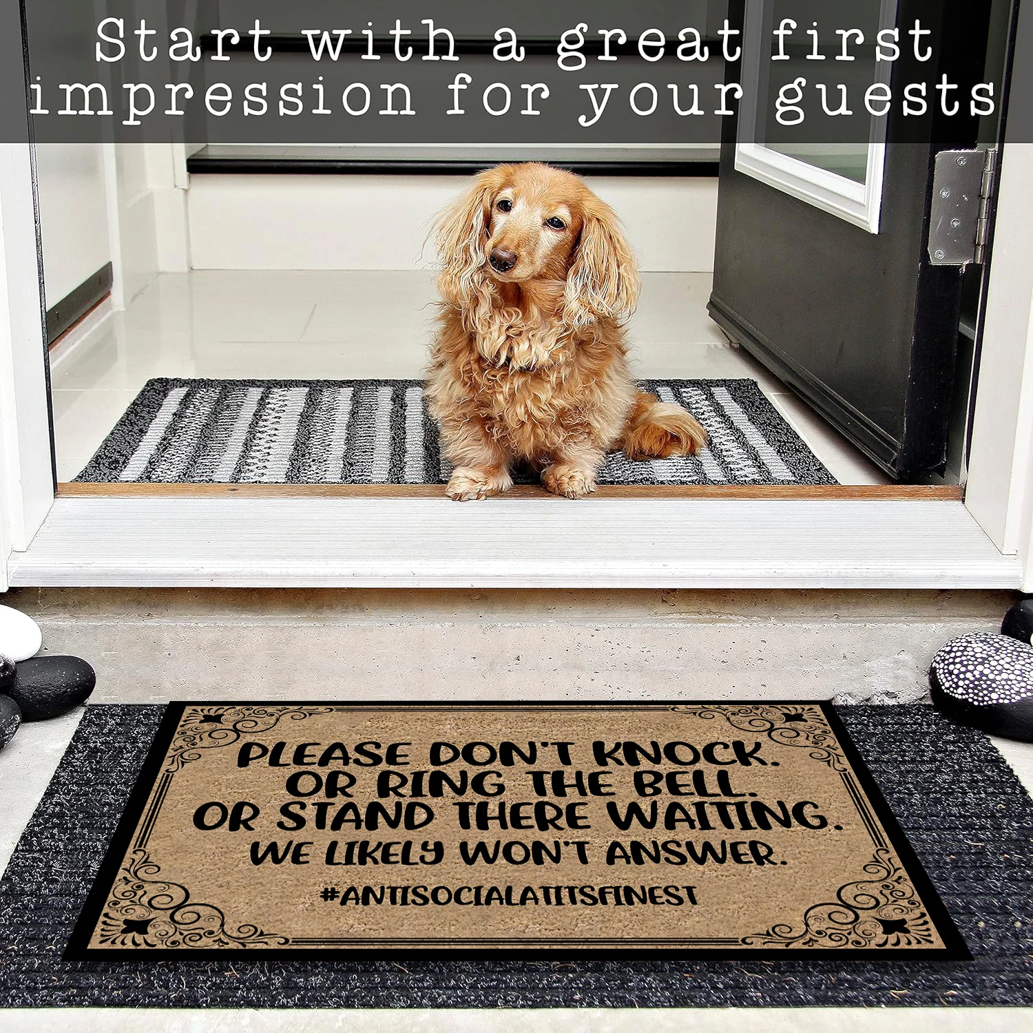 Please Don't Knock or Ring the Bell Doormat,Non-Slip Rubber Door Mat,Housewarming Welcome Floor Mat for Outdoor Entryway Kitchen