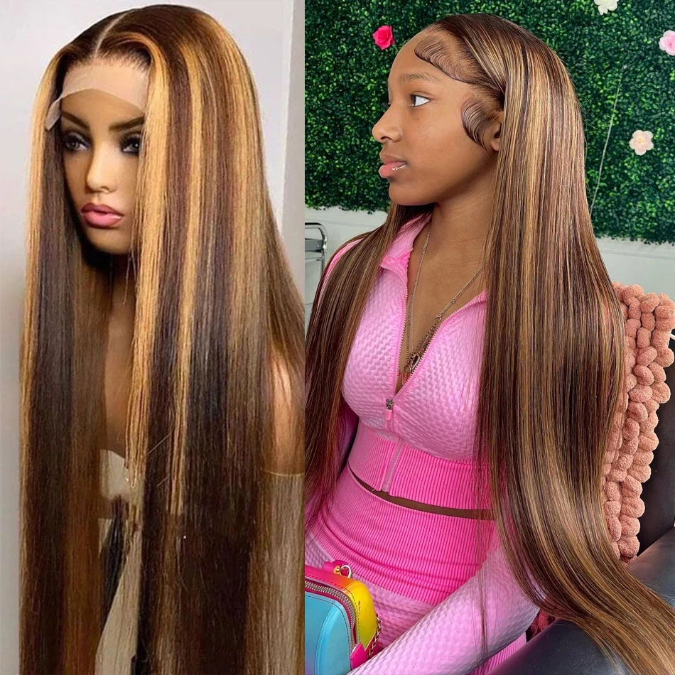 

Парик P4/27 медово-русый с мелированием, прямой, с HD-кружевной фронтальной частью 13x6, предварительно прорезанный, с естественной линией роста волос, из натуральных человеческих волос