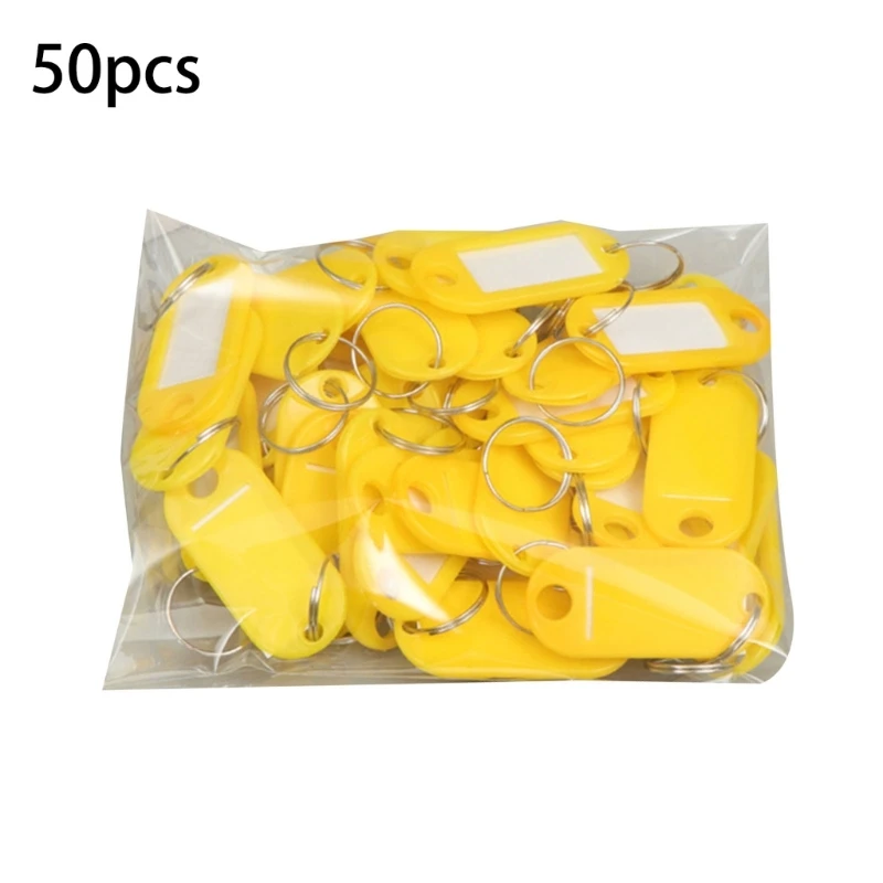 50 Pcs/Set Keychain Label Tags Keys Tags with Split Ring and Label Window Luggage Tags Practical Keys Identifiers