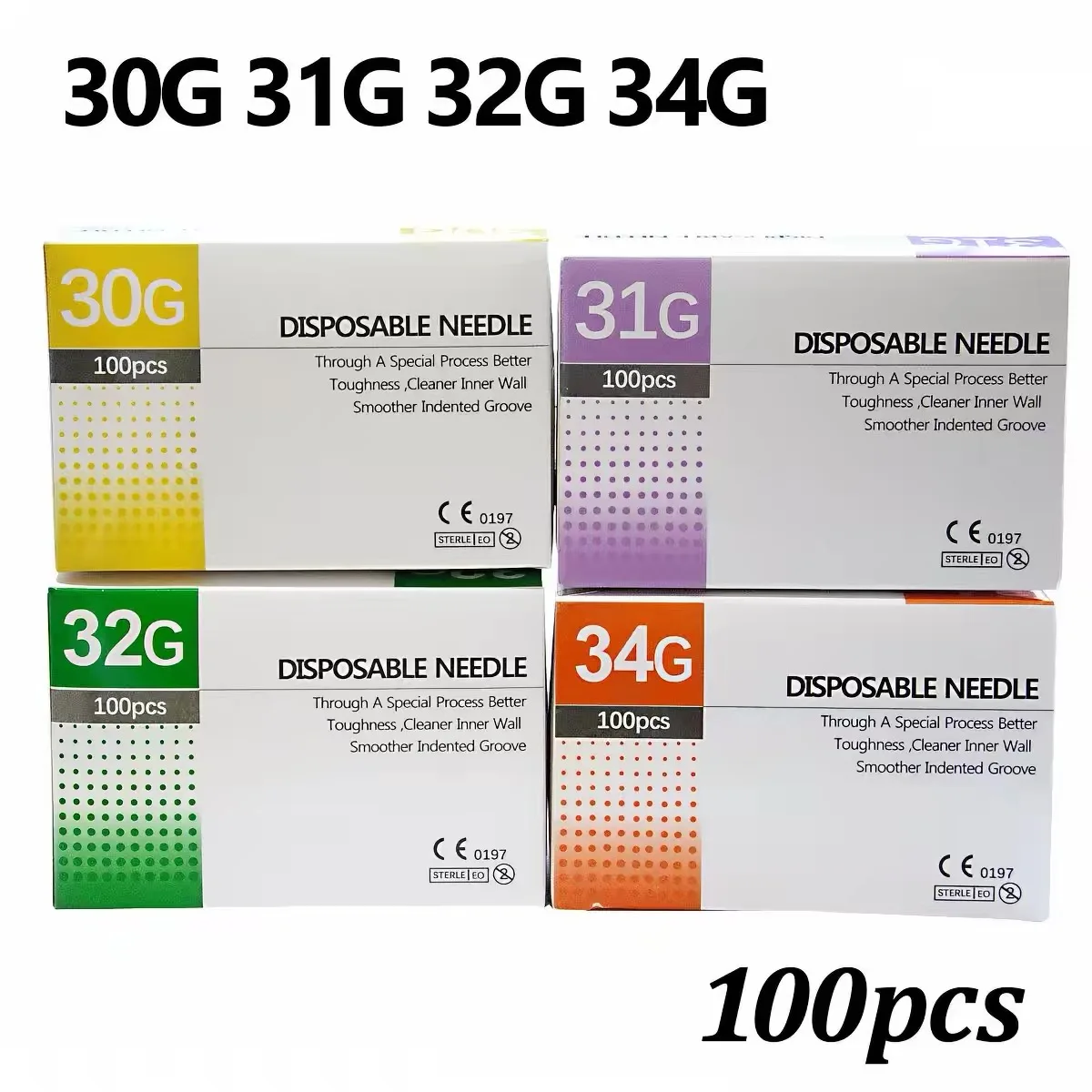 29G-34G Painless Needle Piercing Transparent Syringe Injection Glue Clear Tip Cap Pharmaceutical Injection Needle 1.5/2.5/4/6mm