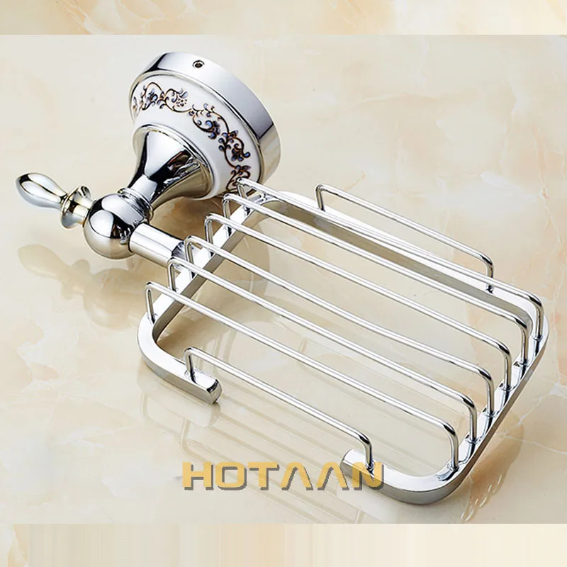 Soap Dishes Brass Gold Soap Basket Wall Mounted Ceramic Soap Holder Chrome Bathroom Accessories Home Decoration Soap Box 11890-C