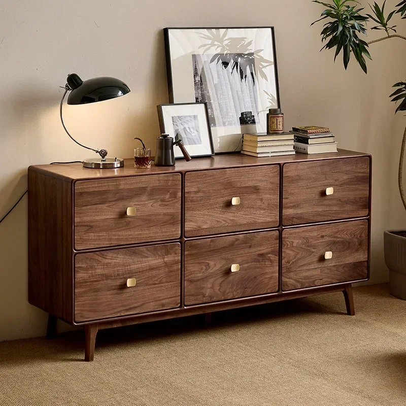 North American black walnut six-chest cabinet, drawer, porch cabinet, wall locker, bedroom storage cabinet, solid wood