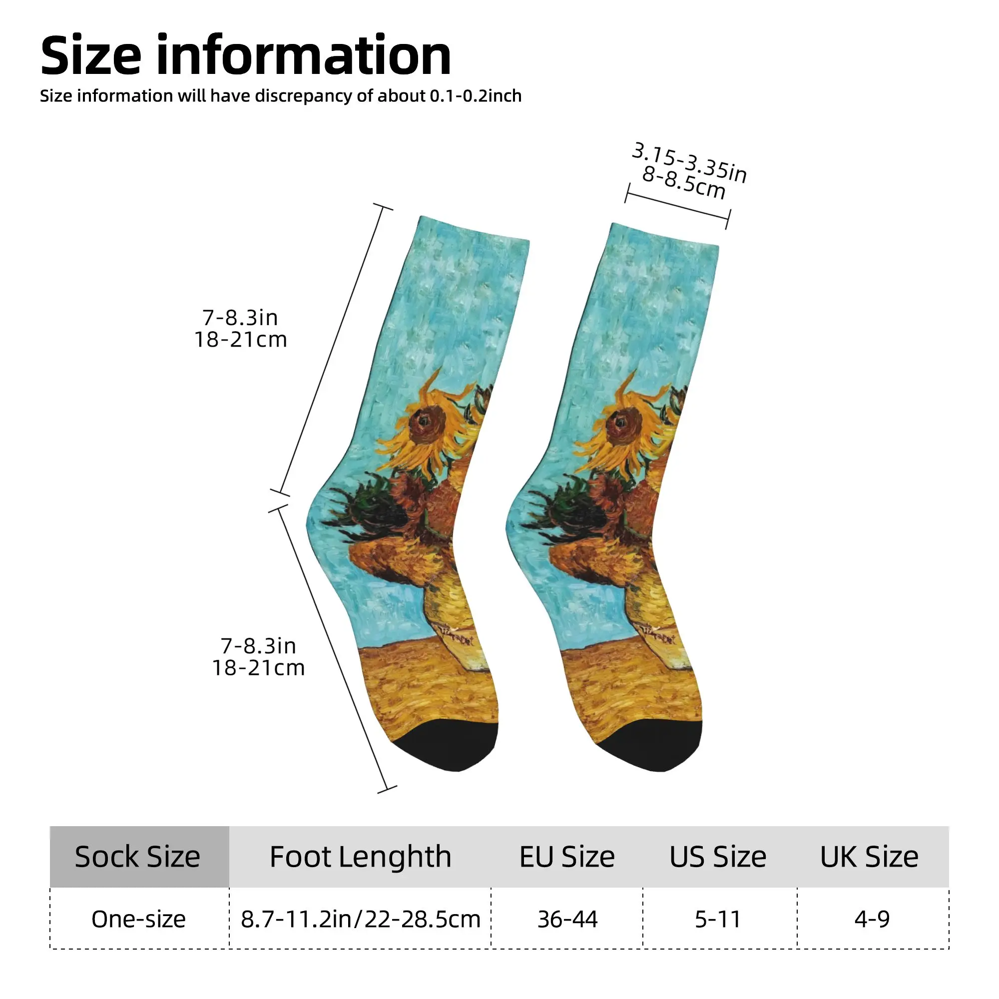 مخصص الجدة الرجال فنسنت فان جوخ اثني عشر عباد الشمس في فستان زهرية الجوارب للجنسين الدافئة تنفس ثلاثية الأبعاد المطبوعة طاقم الجوارب #6