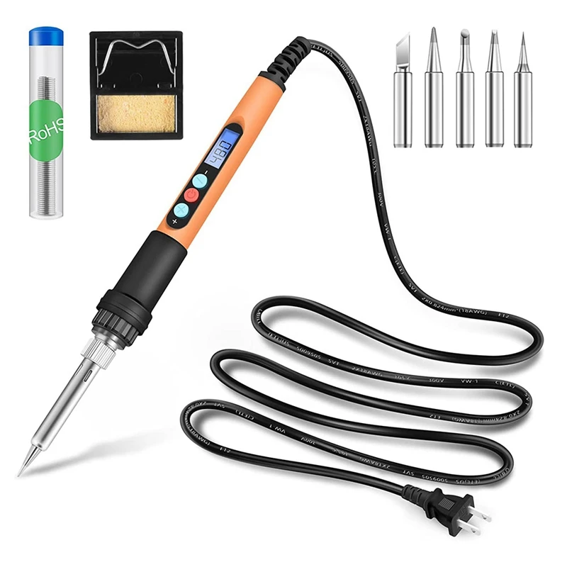 

Soldering Iron Kit Electric,90W Digital Portable Soldering Iron 180-480℃(356-896℉) Adjustable Temperature Welding Tools