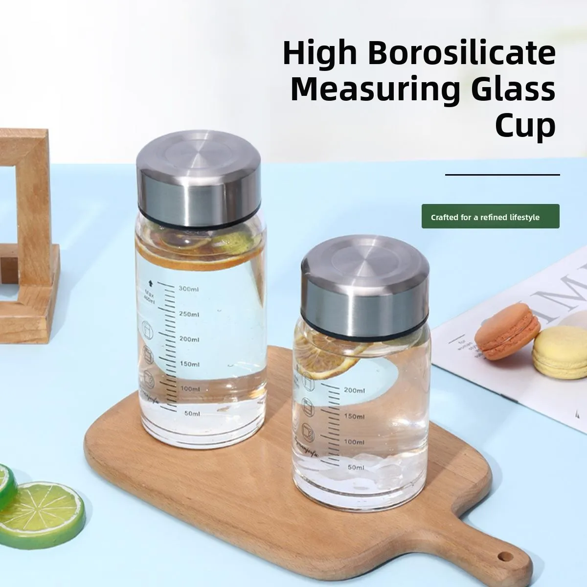Glass Thermometer Mug 500ml with Scale for Home Use Microwave Safe Milk Special Cup Clear  Style Japanese Style Children